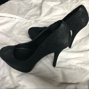 Women’s black with lace heels.